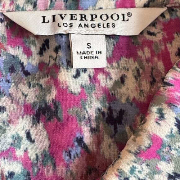 Liverpool Blouse Womens Sz Small Floral Button up chiffon sheer Top long sleeve - Picture 14 of 14